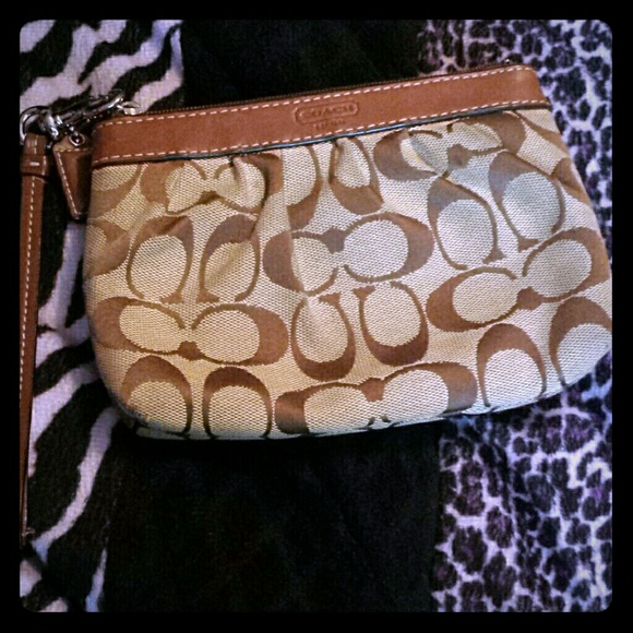 Coach brown wristlet