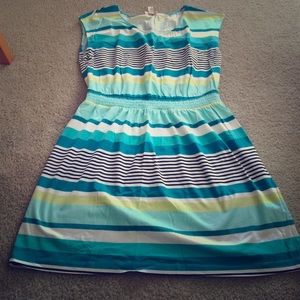 LOFT Outlet Striped Cap-sleeve Dress Size L