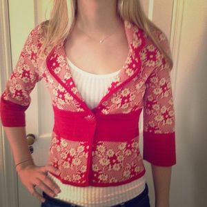 Patterned cardigan.