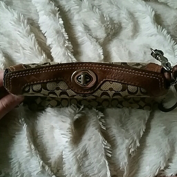 Coach Signature Brown Wristlet - Picture 4 of 4
