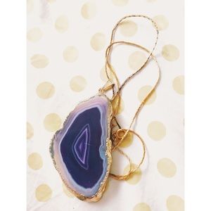 Purple stone slab necklace