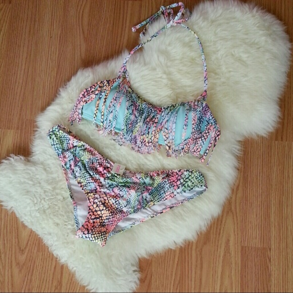 Victoria's secret pink snake skin bikini bottom