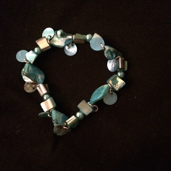 Teal Beaded Necklace and Bracelet Set - Picture 2 of 3