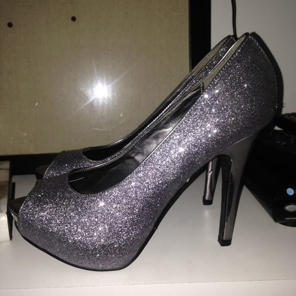 Silver sparkly heels
