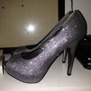 Silver sparkly heels