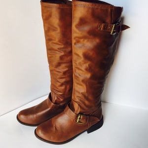Steve Madden knee high cognac boots