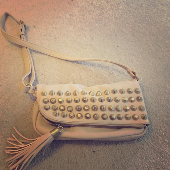 Studded handbag, cross over clutch very versatile