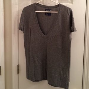 American Eagle Gray Short-Sleeve Sweater Size L