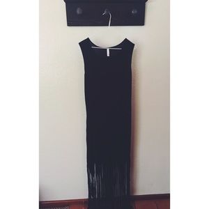 Fringe Black Maxi Dress