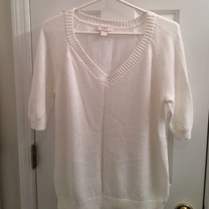 LOFT Outlet Short-Sleeved White Sweater Size L