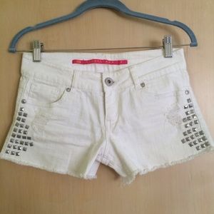 White studded shorts