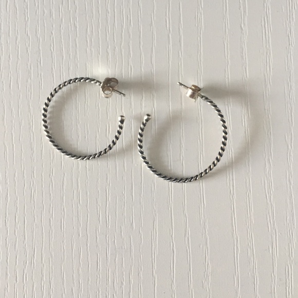 Black and sterling silver striped earrings