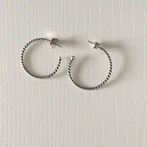 Black and sterling silver striped earrings