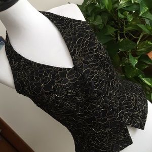 Carmen Marc Valvo Splash Noir V-Neck Halter Top Size XS main image 1