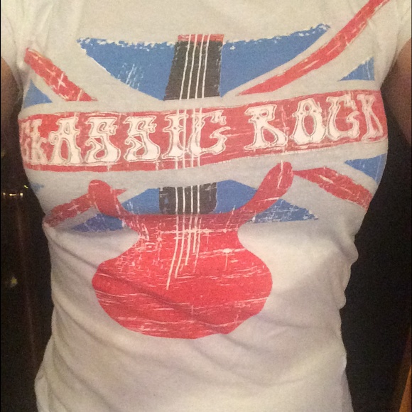 Vintage-esque "classic rock" shirt w/ British flag