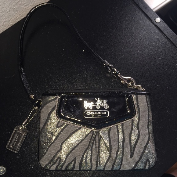 Coach Clutches & Wallets - Coach Sparkly Zebra Wristlet