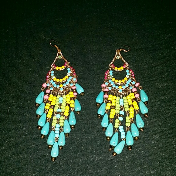 Nwot Turquoise stone hanging earrings