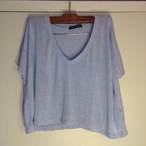 Blue V-neck Crop Top