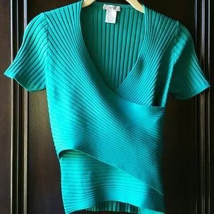 Designer Wayne Rogers spandex silk top in turquois