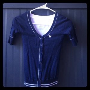 Abercrombie Navy Blue Stripped Button Up Cardigan