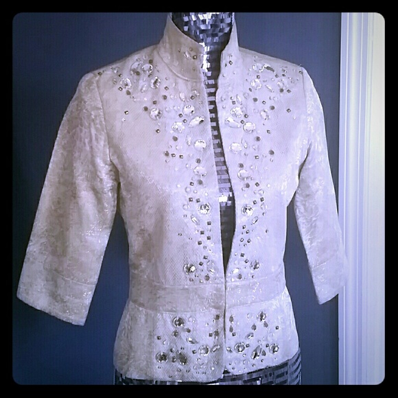Rachel Roy Gold Brocade Jeweled Jacket
