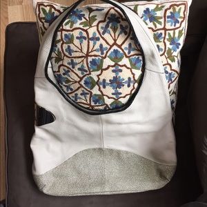 Halston Heritage Hobo - Ivory w/ black patent.