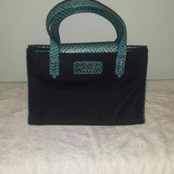 Authentic Kate Spade black and teal snake tote