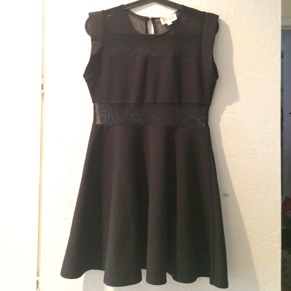 Black see through mesh skater dress
