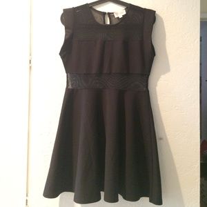 Black see through mesh skater dress