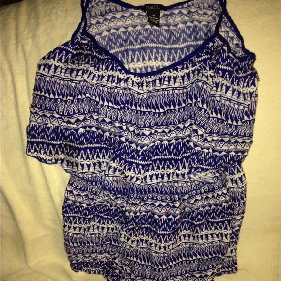 White & royal blue romper - Picture 1 of 2