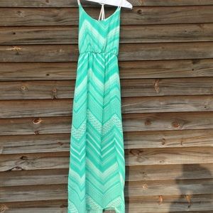 Turquoise Halter cross-strap Maxi Dress