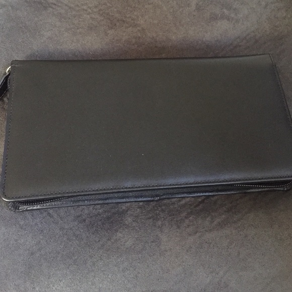 Brand new black leather travel wallet