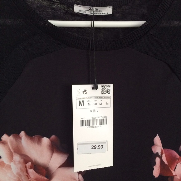 Zara Floral Linen Short Sleeve Sweater - Picture 3 of 3