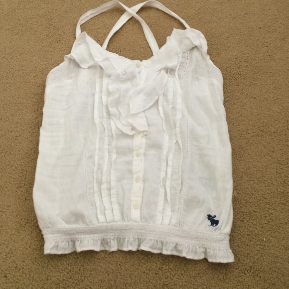 Abercrombie white ruffled and detailed top
