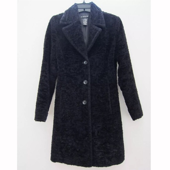 Bebe Black Faux Persian Lamb Coat/Jacket, XS 0