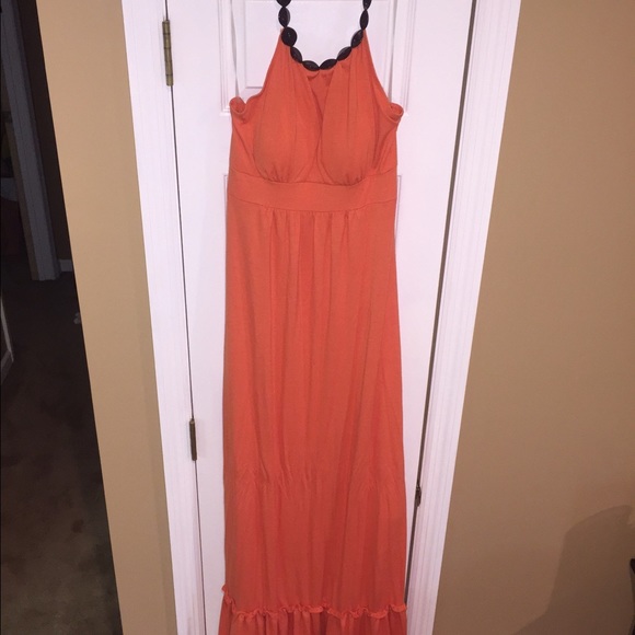 Long orange halter dress