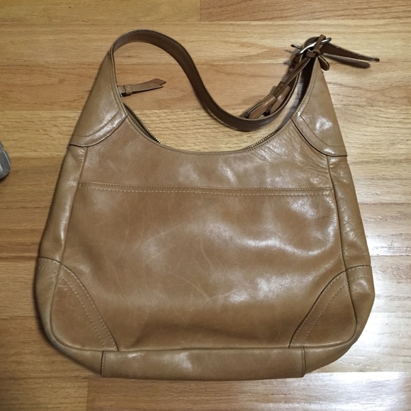 Tan leather Coach handbag