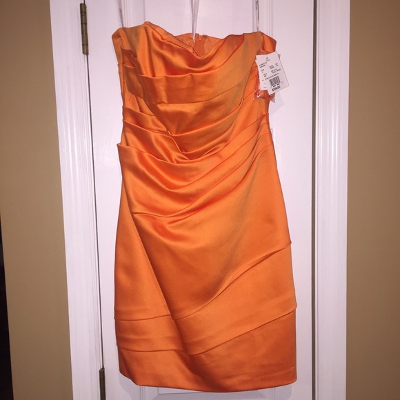 Tangerine orange bridesmaids/cocktail dress