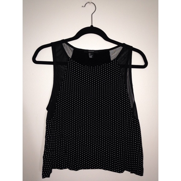 Forever 21 black & white polka dot top
