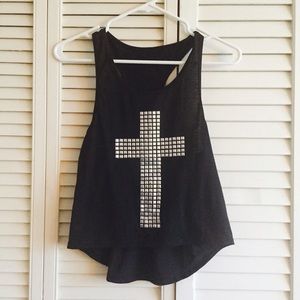 Black racer back tank top