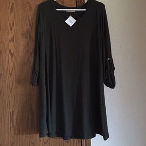 Army green flowy sweater dress