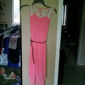 Peach and cream lace dress