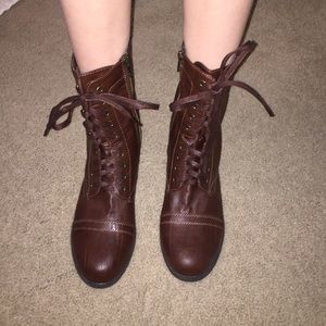 Dark Brown Rampage side zip Combat Boots Size7 1/2