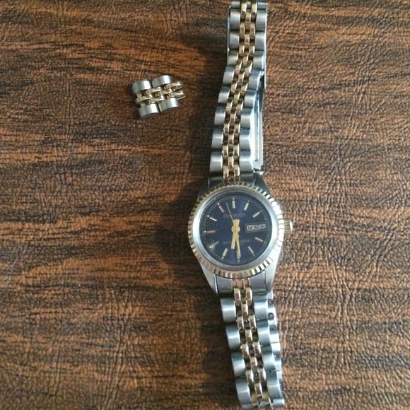 Sophisticated Blue, Silver, and Gold Watch