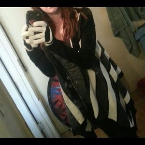 Girls white & black stripe jacket