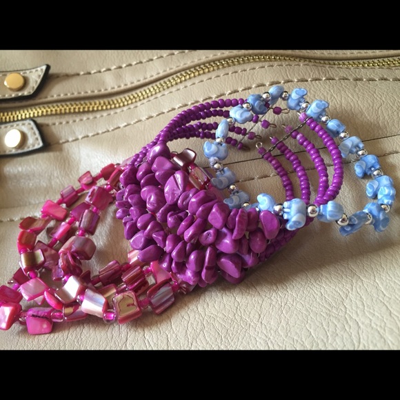 Assorted Beaded Bracelets - Fun Colors - Set of 5