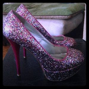 Pink sparkly heels