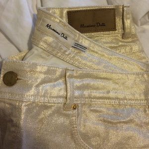 Massimo Dutti size 6 gold jeans