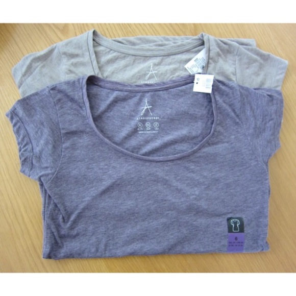 Lot of 2 Lightweight Scoopneck Tees Beige & Purple