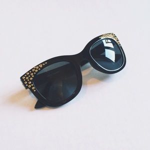 Black Thick Rimmed Sunglasses with gold detailing